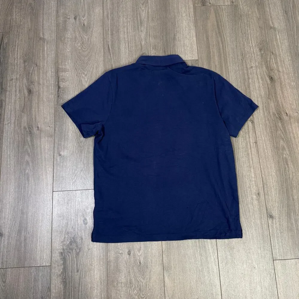 J.Crew Untucked Sueded Jersey Cotton Polo Shirt Men L Blue BW395 Pullover Button